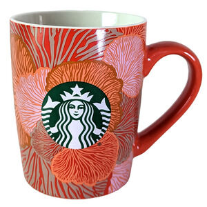 STARBUCKS 2021 Coral Red Mermaid Logo Coffee Mug Cup 10 Fluid Ounces Fl Oz